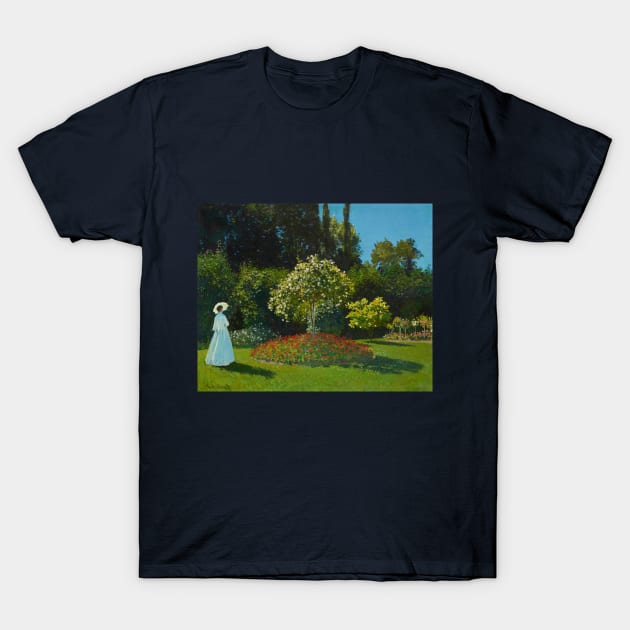 Lady in the Garden by Claude Monet T-Shirt by MasterpieceCafe